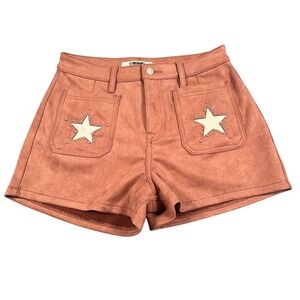 Rock & Roll Denim Star Studded High Waisted Mauve Brown Shorts Size 30